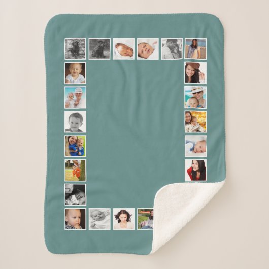 24 Foto DIY Persoonlijk collage Sherpa Deken (Voorkant)
