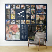 24 foto familie of collage met tekst marineblauw wandkleed (In Situ (horizontaal))