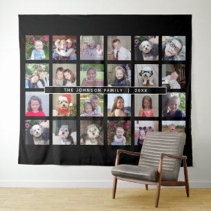 24 foto sjabloon collage met aangepaste tekst wandkleed