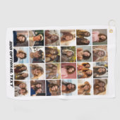 24 Fotocollage - Aangepaste tekst - Zwart en wit Golfhanddoek (Horizontaal)