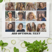 24 Fotocollage - Aangepaste tekst - Zwart en wit Theedoek (Gevouwen)