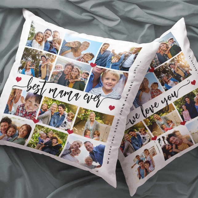24 fotocollage met tekst beste moeder dubbelzijdig kussen (Creator heeft geüpload)