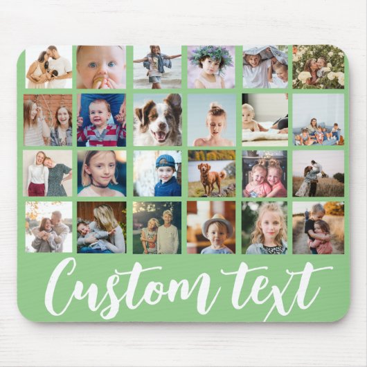 24 fotorooster collage aangepaste tekst trendy muismat (Voorkant)
