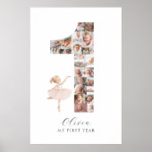 24 foto's 1e verjaardag Ballerina Fotocollage Poster (Voorkant)