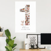 24 Foto's 1e Verjaardag Fawn Fotocollage Poster (Thuiskantoor)