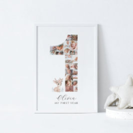 24 Foto's 1e Verjaardag Fawn Fotocollage Poster