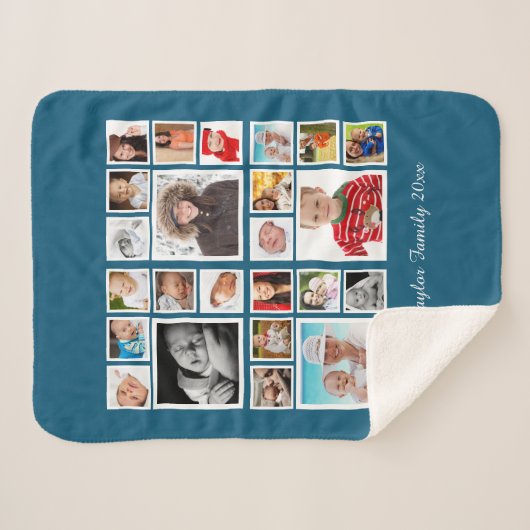24 foto's Fotocollage gepersonaliseerd Sherpa Deken (Voorkant (horizontaal))