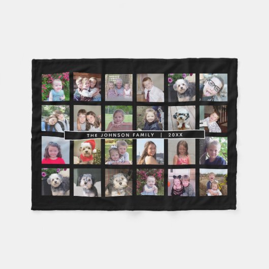 24 Fotosjabloon Collage met aangepaste tekst Fleece Deken (Voorkant (Horizontaal))