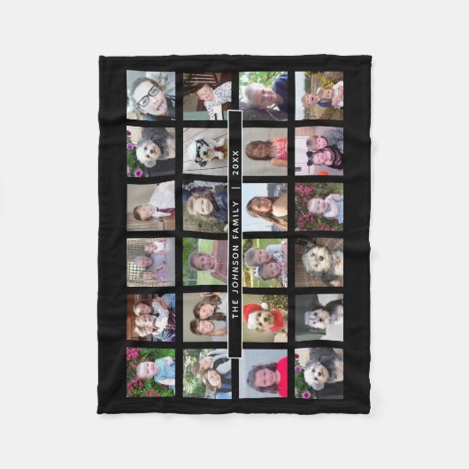 24 Fotosjabloon Collage met aangepaste tekst Fleece Deken (Voorkant)