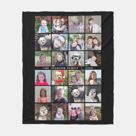 24 Fotosjabloon Collage met aangepaste tekst Fleece Deken (Voorkant)