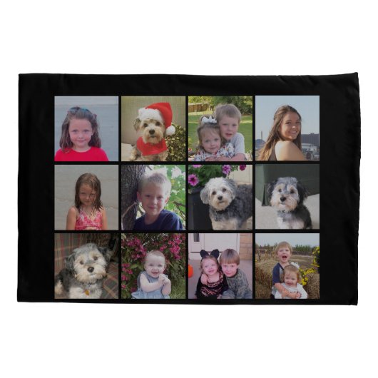 24 Fotosjabloon Collage met aangepaste tekst Kussensloop (Achterkant)