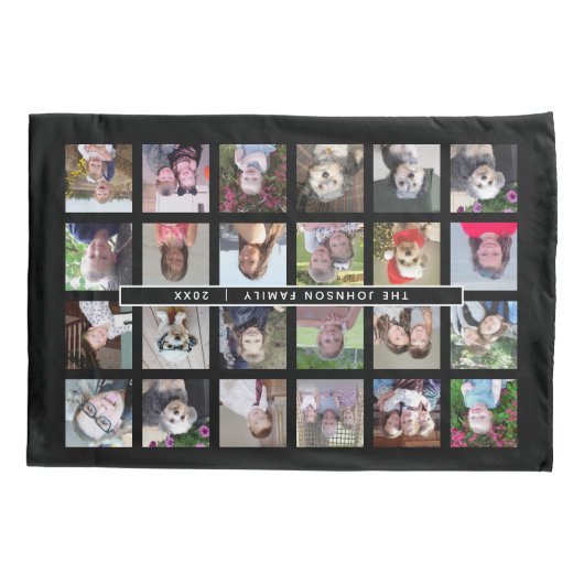 24 Fotosjabloon Collage met aangepaste tekst Kussensloop (Achterkant)