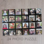 24 Fotosjabloon Collage met aangepaste tekst Legpuzzel<br><div class="desc">Een sjabloon met 24 foto's. Voor beste resultaten,  gebruiks vierkant bebouwde foto's. Om de achtergrondkleur te veranderen,  klik op de pas optie aan en kies een nieuwe achtergrondkleur.</div>
