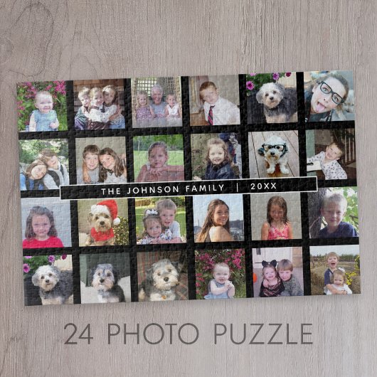 24 Fotosjabloon Collage met aangepaste tekst Legpuzzel