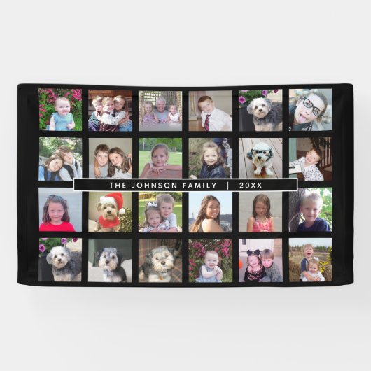 24 Fotosjabloon Collage met aangepaste tekst Spandoek (Horizontaal)