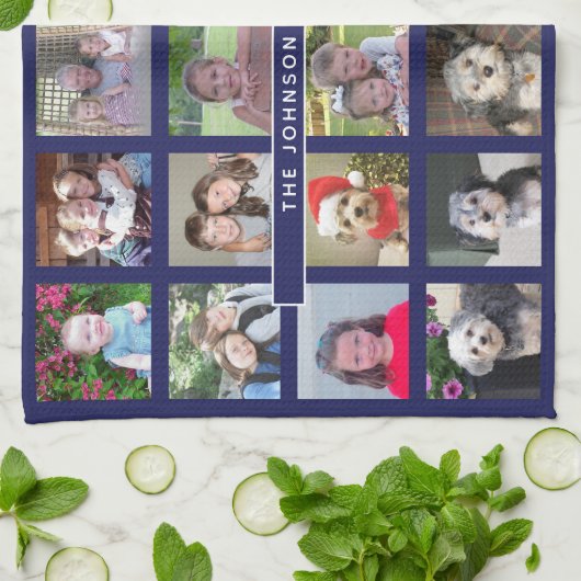 24 Fotosjabloon Collage met aangepaste tekst Theedoek (Gevouwen)