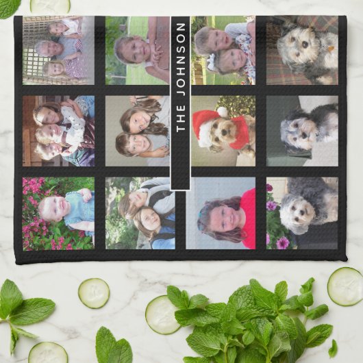 24 Fotosjabloon Collage met aangepaste tekst Theedoek (Gevouwen)