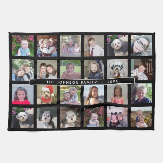 24 Fotosjabloon Collage met aangepaste tekst Theedoek (Horizontaal)