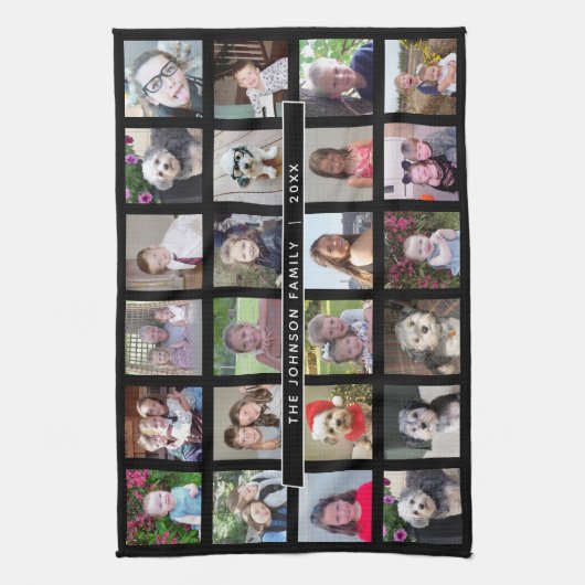 24 Fotosjabloon Collage met aangepaste tekst Theedoek (Verticaal)