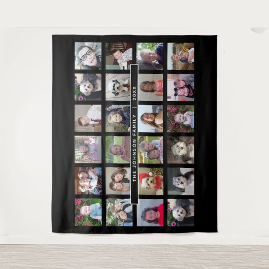 24 Fotosjabloon Collage met aangepaste tekst Wandkleed (Voorkant)