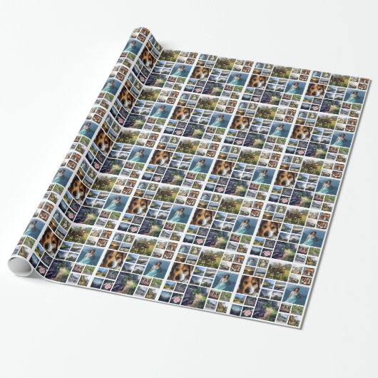 24 Fun-foto's in Collage Persoonlijk Cadeaupapier (Uitgerold)