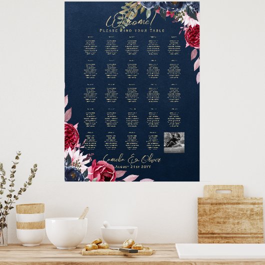 24 Grafiek voor tabelzitplaatsen met namen, PHOTO  Poster (Keuken)