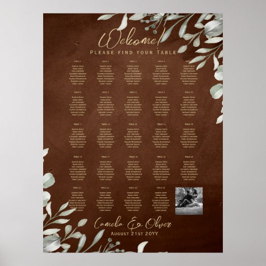 24 Grafiek voor tabelzitplaatsen met namen, PHOTO  Poster (Voorkant)