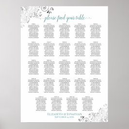 24 Grafiek voor tafelbruiloft Wit en Blauwgroen Ch Poster