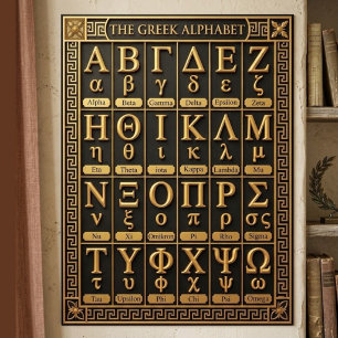 24 Griekse Alfabet Letters Cadeau - Esthetisch Gri Poster