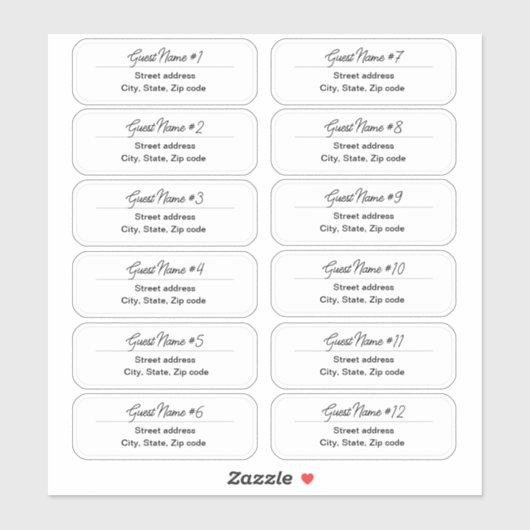 24 Guest Names Clear  Labels (Vel)
