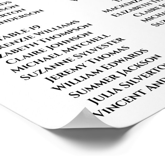 24 Herfst Flowers Wedding Seating Chart Poster (Hoek)