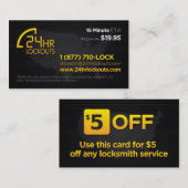 24-Hour Lockouts-Visitekaartje Kortingskaartje (Voorkant / Achterkant)