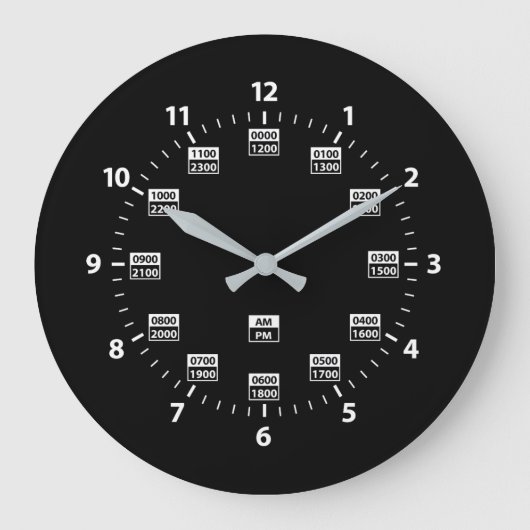 24 Hour Military Style Time Clock Grote Klok (Voorkant)