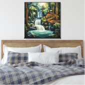 24 inch vierkante Abstracte waterval en bomen Canvas Afdruk (Insitu (Slaapkamer))