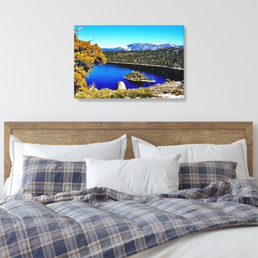 24-INCH X 16-INCH BEAUTIFUL EMERALD BAY LAKE TAHOE CANVAS AFDRUK (Insitu (Slaapkamer))