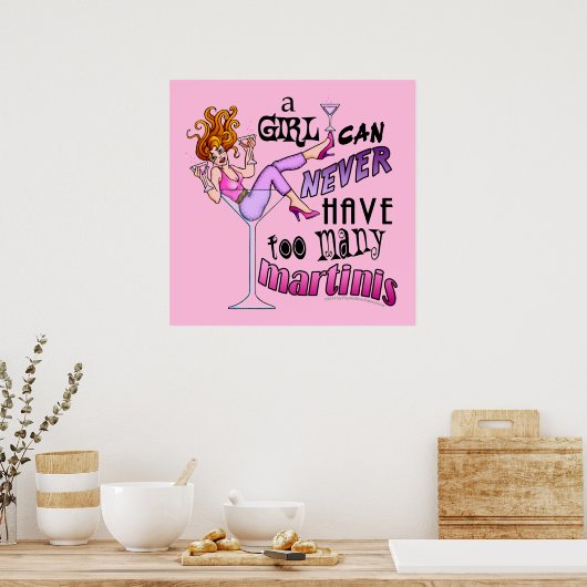 24-inch X 24-inch POSTER - TE VEEL MARTINIS (Keuken)