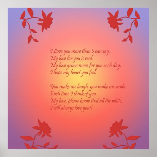 24-inch x 24-inch Romantic Love Poem Poster (Voorkant)