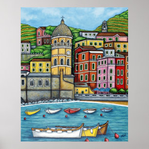 24-inch x 30-inch kleuren Vernazza Poster afdrukke