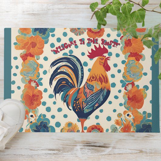 24 inch x 36 inch  Welcome Door Mat Rooster