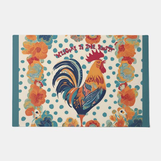 24 inch x 36 inch  Welcome Door Mat Rooster (Voorkant)