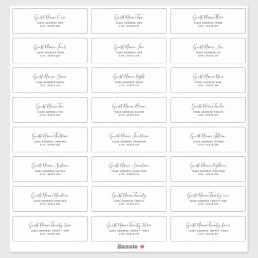 24 Individual Wedding Guest Address Labels (Vel)