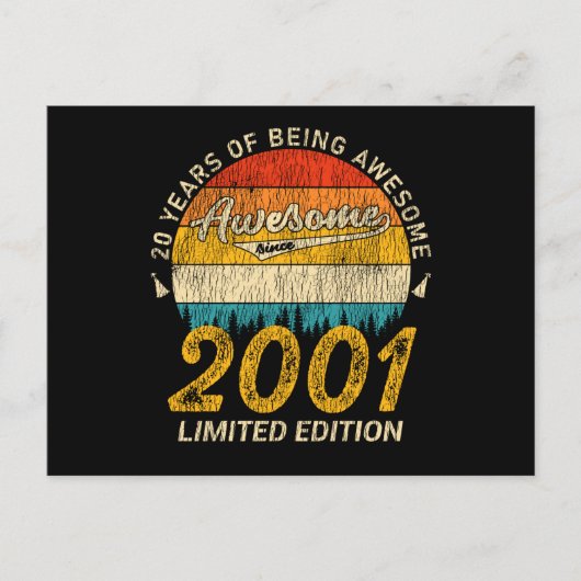 24 Jaar Oud 2001 Retro Awesome 24e Verjaardag Cade Briefkaart (Voorkant)