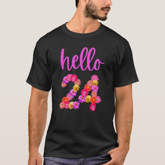 24 jaar oud Hallo 24 jaar oud en 24 jaar oud T-shirt (Voorkant)