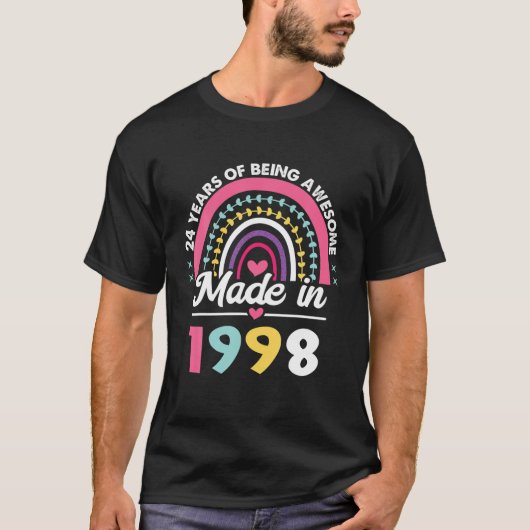 24 jaar oude geschenken 24 jaar geboortedag gebore t-shirt (Voorkant)