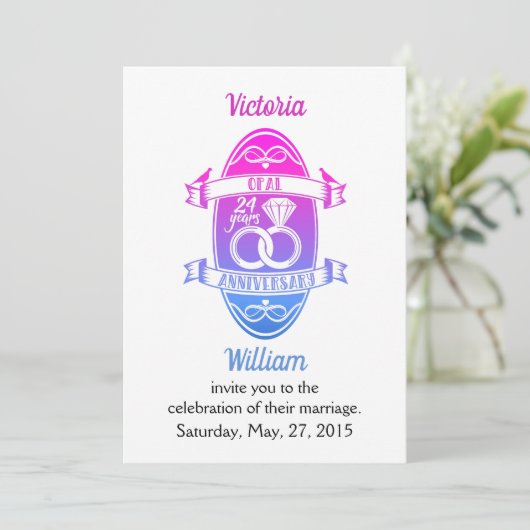 24 jaar traditioneel 24e trouwdag kaart (Staand voorkant)