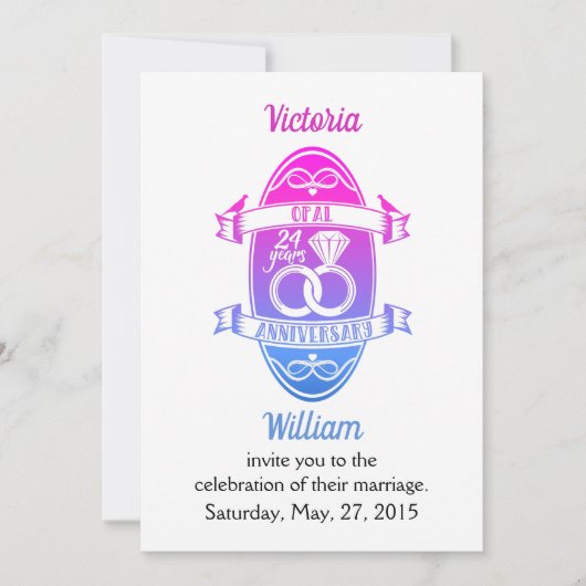 24 Jaar traditionele opaal 24e trouwdag jubileum Kaart (Voorkant)