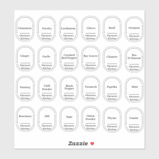 24 Keuken kruiden en specerijen, Arch label sticke (Vel)