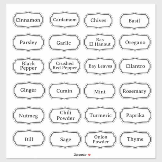 24 Keukenkruiden en specerijen Modern Labels stick (Vel)