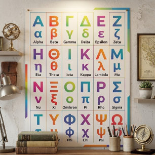 24 Kleurrijke Kleine Letters Grote Letters - Griek Poster