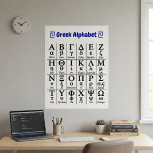24 Letters in Volgorde Grieks Alfabet Verticaal Poster